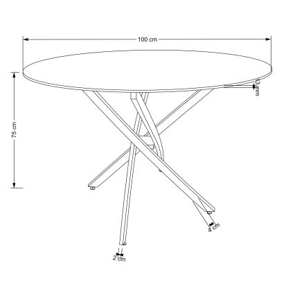 Blagovaonski stol ESTEN 100 cm crni/zlatni