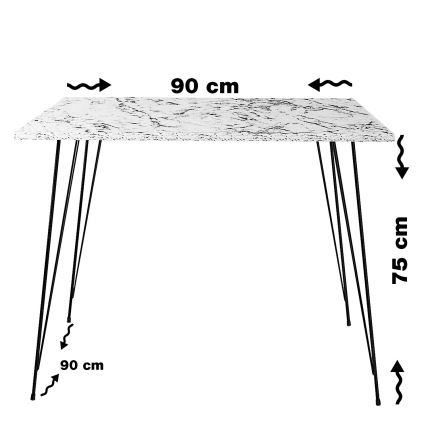 Blagovaonski stol SANDALF 75x90 cm bijela/crna