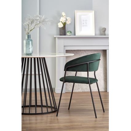 Blagovaonski stol SEREIN, dekor bijeli mramor/crna