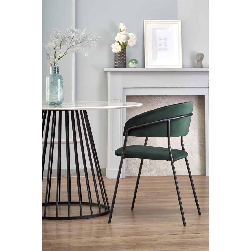 Blagovaonski stol SEREIN, dekor bijeli mramor/crna