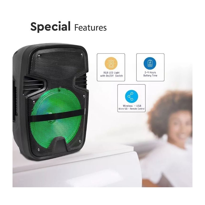 Bluetooth prijenosni zvučnik s mikrofonom 15W/3,7V LED RGB + DU