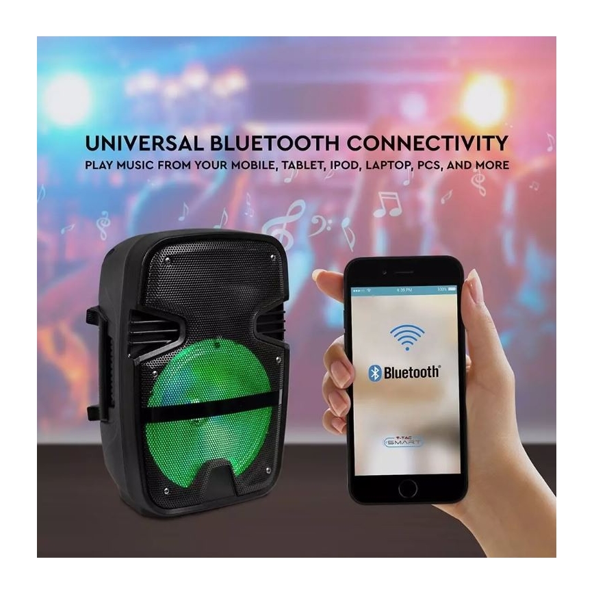 Bluetooth prijenosni zvučnik s mikrofonom 15W/3,7V LED RGB + DU