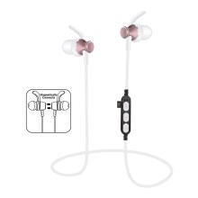 Bluetooth slušalice s mikrofonom i čitačem MicroSD kartica bijela/ružičasta