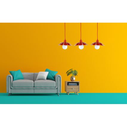 Bohemia-Design - Luster na sajli 1xE27/60W/230V crvena