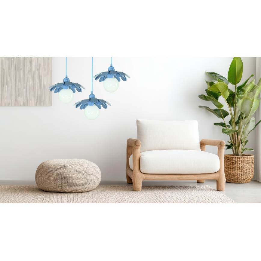 Bohemia-Design - Luster na sajli 1xE27/60W/230V plava