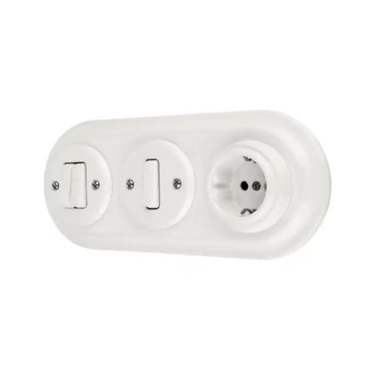 Bohemia-Design - Porculanska retro kućna utičnica bez okvira 250V/16A bijela