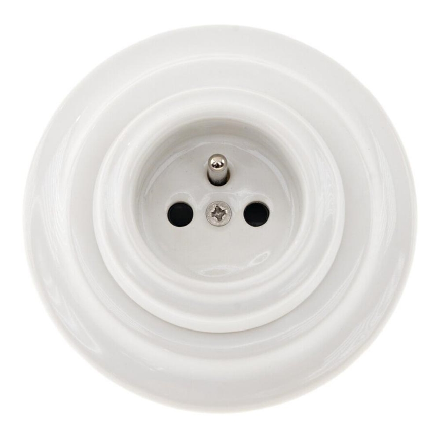 Bohemia-Design - Porculanska retro kućna utičnica s okvirom 250V/16A bijela