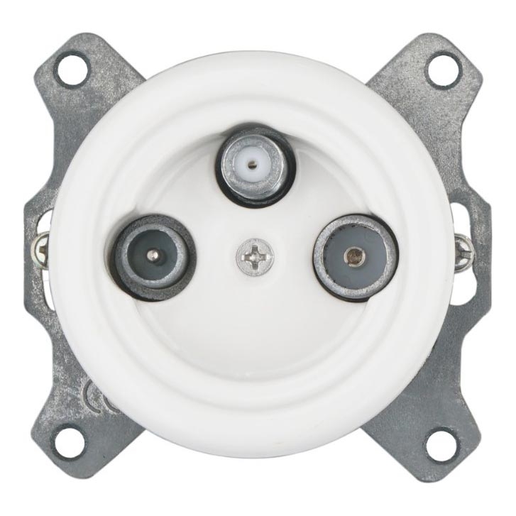 Bohemia-Design - Porculanska retro TV/SAT-W utičnica bez okvira, bijela