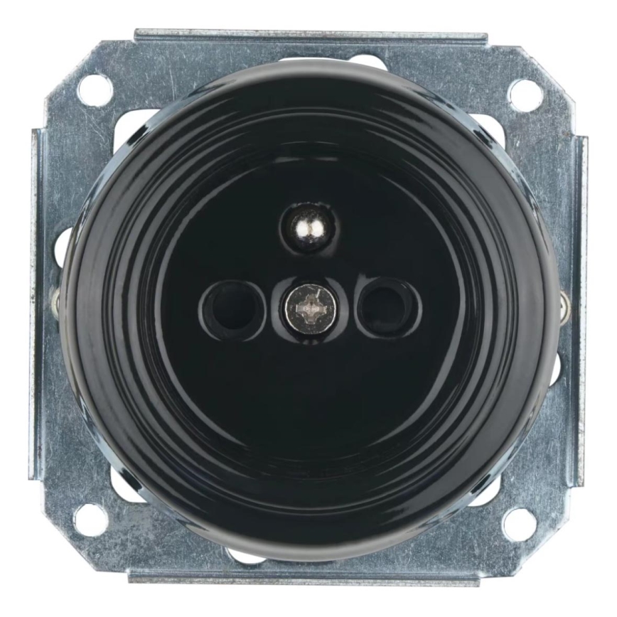 Bohemia-Design - Porculanska retro utičnica za dom bez okvira 250 V/16 A crna