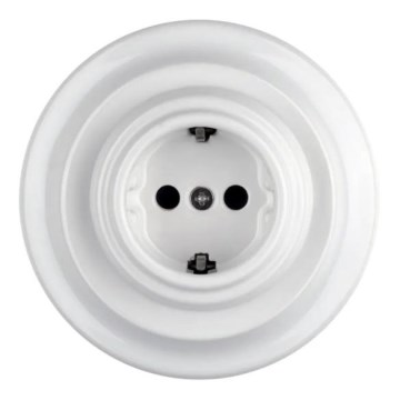 Bohemia-Design - Porculanska retro zidna utičnica s okvirom SCHUKO 250V/16A bijela