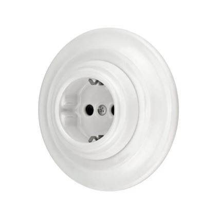 Bohemia-Design - Porculanska retro zidna utičnica s okvirom SCHUKO 250V/16A bijela