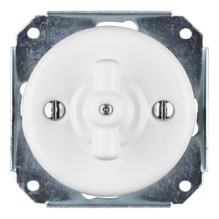 Bohemia-Design - Porculanski retro rotacijski prekidač bez okvira br. 7 bijeli