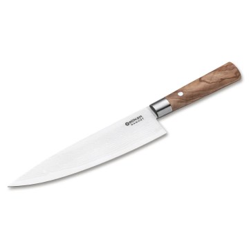 Böker - Damaskski kuhinjski nož DAMAST OLIVE 21,2 cm maslinovo drvo