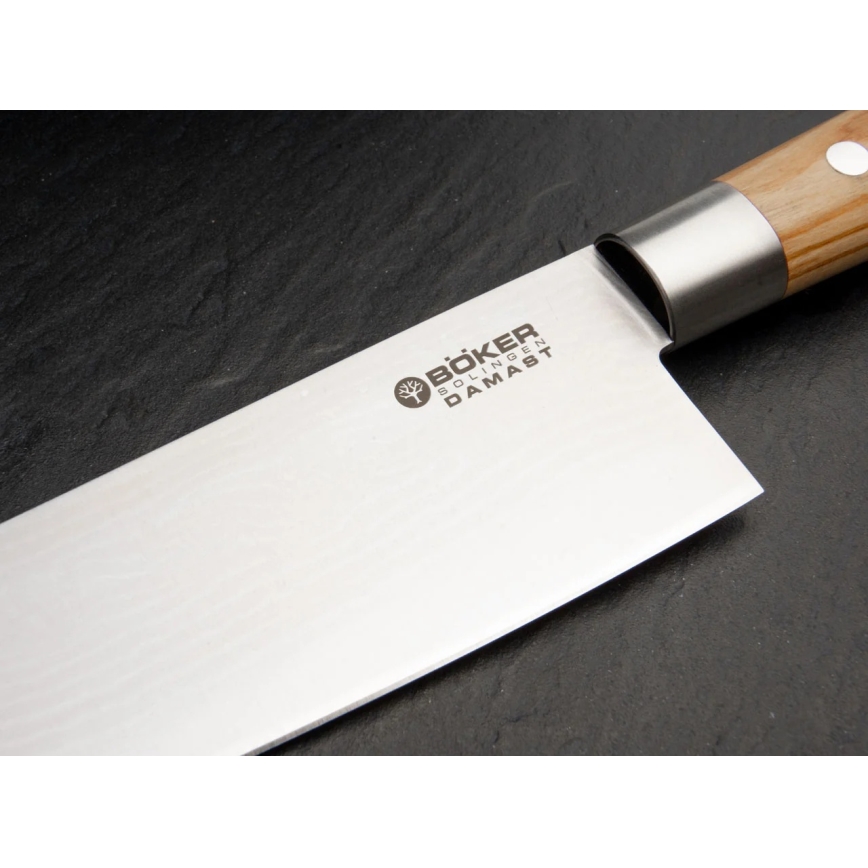 Böker - Damaskski kuhinjski nož DAMAST OLIVE 21,2 cm maslinovo drvo