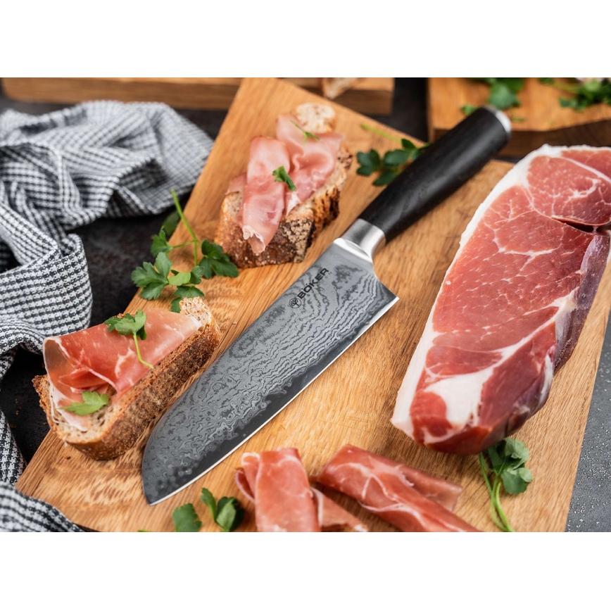 Böker - Santoku kuhinjski nož od damaska DAMAST 16,5 cm hrast