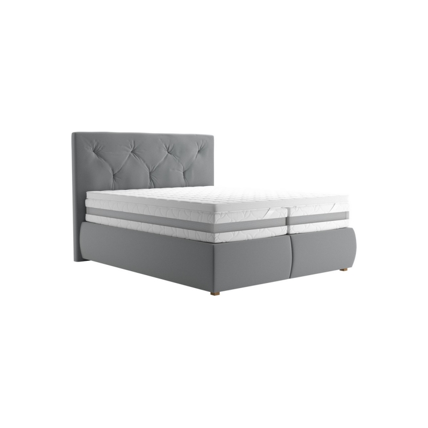 Boxspring krevet ELEN s madracem i topperom 160x200 cm siva