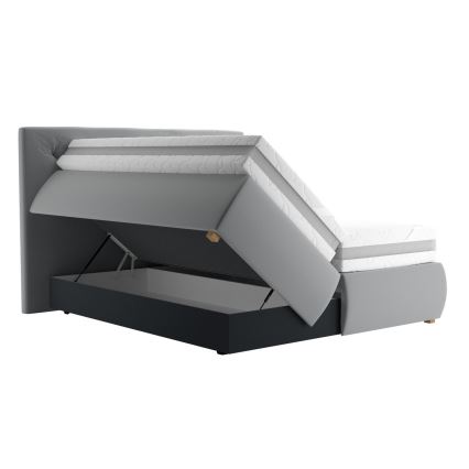 Boxspring krevet ELEN s madracem i topperom 160x200 cm siva