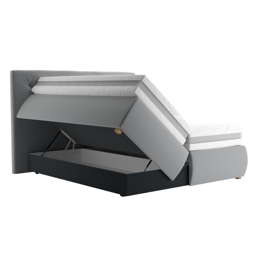 Boxspring krevet ELEN s madracem i topperom 160x200 cm siva