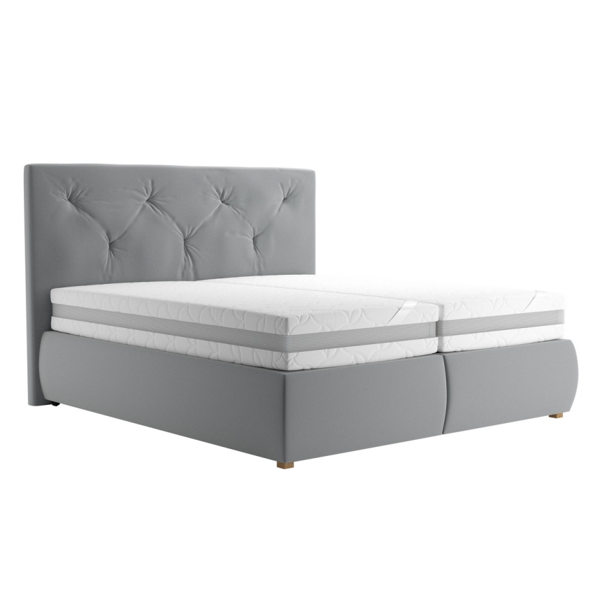 Boxspring krevet ELEN s madracem i topperom 160x200 cm siva