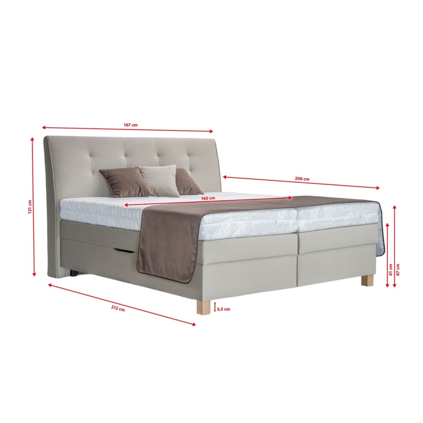 Boxspring krevet s madracem BEA 160x200 cm bež