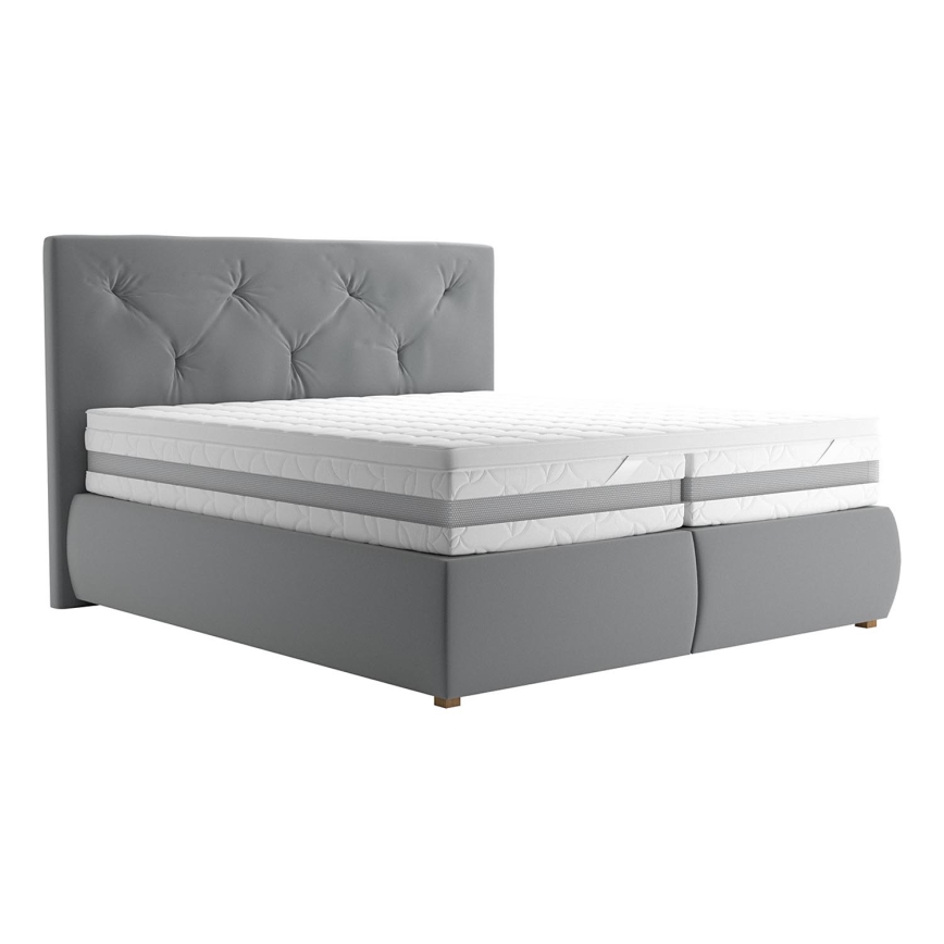 Boxspring krevet s madracem i topperom ELEN 180x200 cm siva