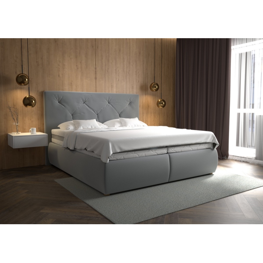 Boxspring krevet s madracem i topperom ELEN 180x200 cm siva
