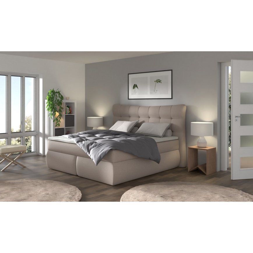 Boxspring krevet s madracima i topperom SOFIA 180x200 cm bež