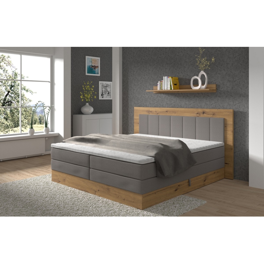 Boxspring krevet s madracima, topperom i prostorom za pohranu JASMINE 180x200 cm siva