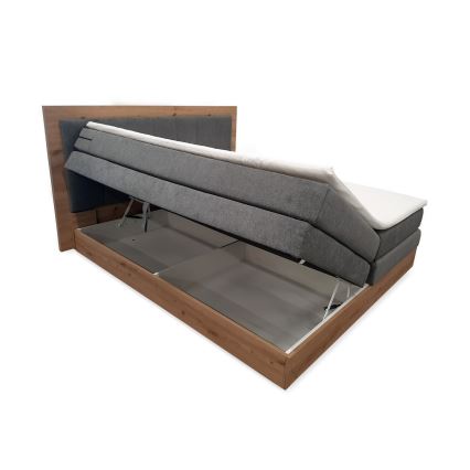 Boxspring krevet s madracima, topperom i prostorom za pohranu JASMINE 180x200 cm siva