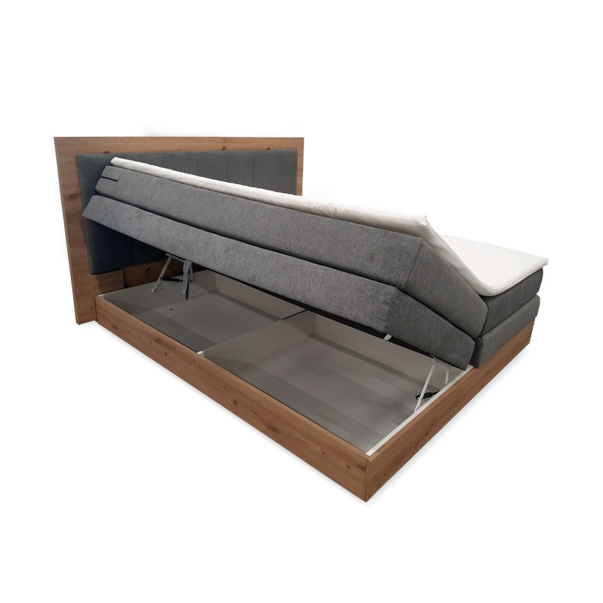Boxspring krevet s madracima, topperom i prostorom za pohranu JASMINE 180x200 cm siva
