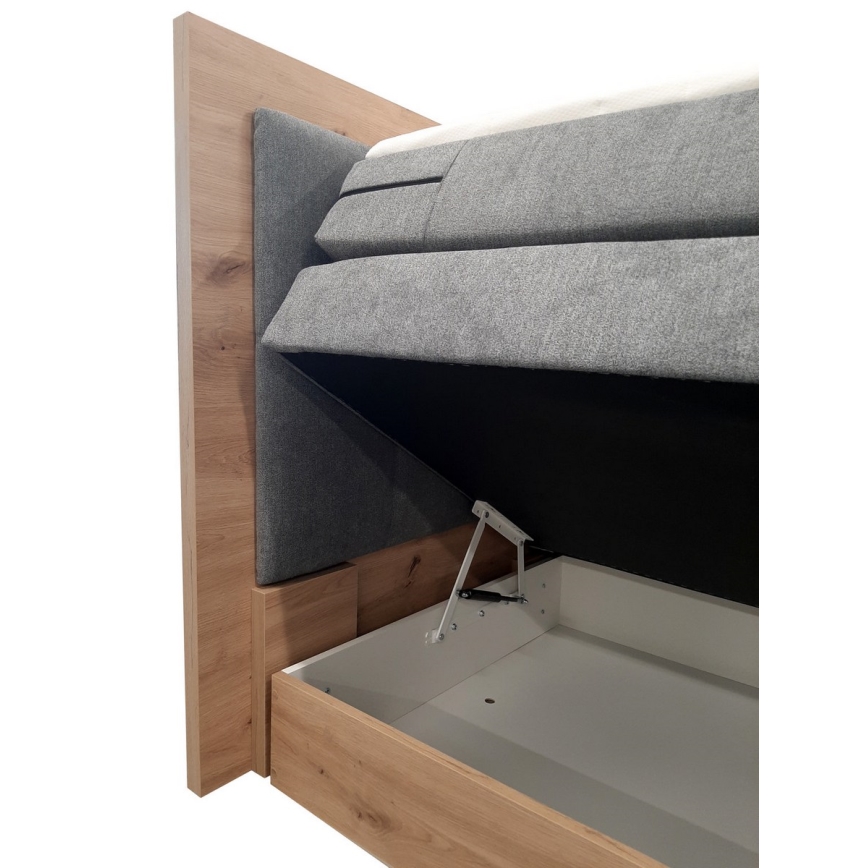 Boxspring krevet s madracima, topperom i prostorom za pohranu JASMINE 180x200 cm siva