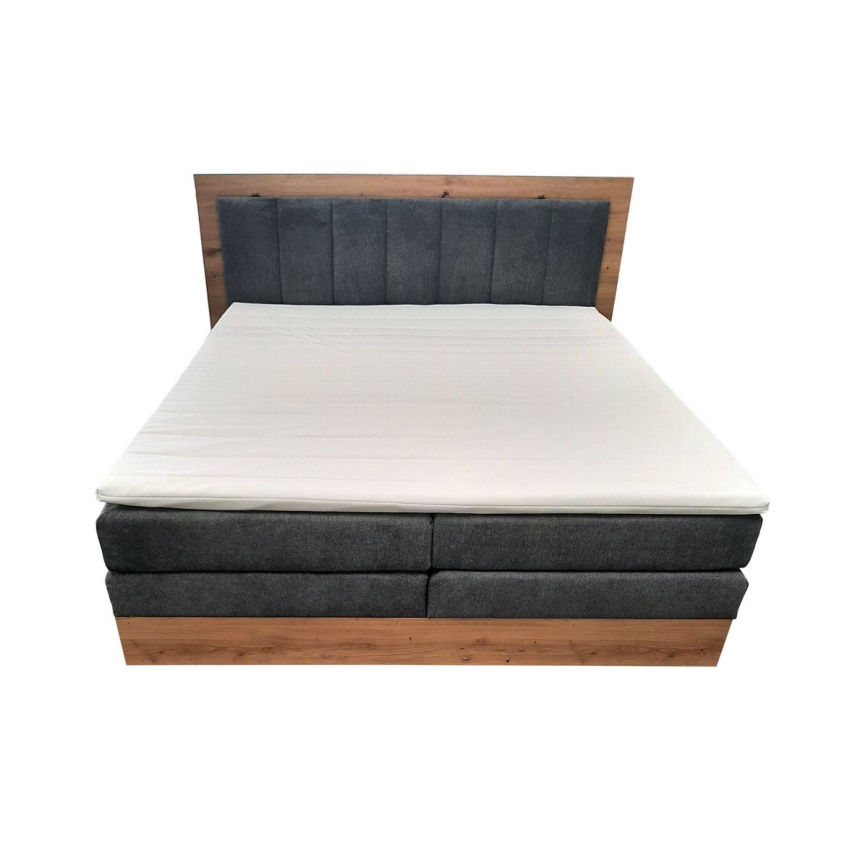 Boxspring krevet s madracima, topperom i prostorom za pohranu JASMINE 180x200 cm siva