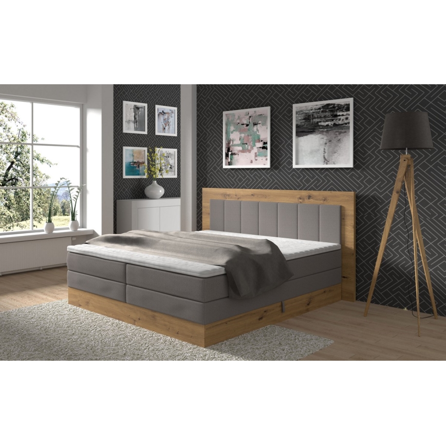 Boxspring krevet s madracima, topperom i prostorom za pohranu JASMINE 180x200 cm siva