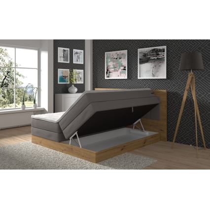Boxspring krevet s madracima, topperom i prostorom za pohranu JASMINE 180x200 cm siva