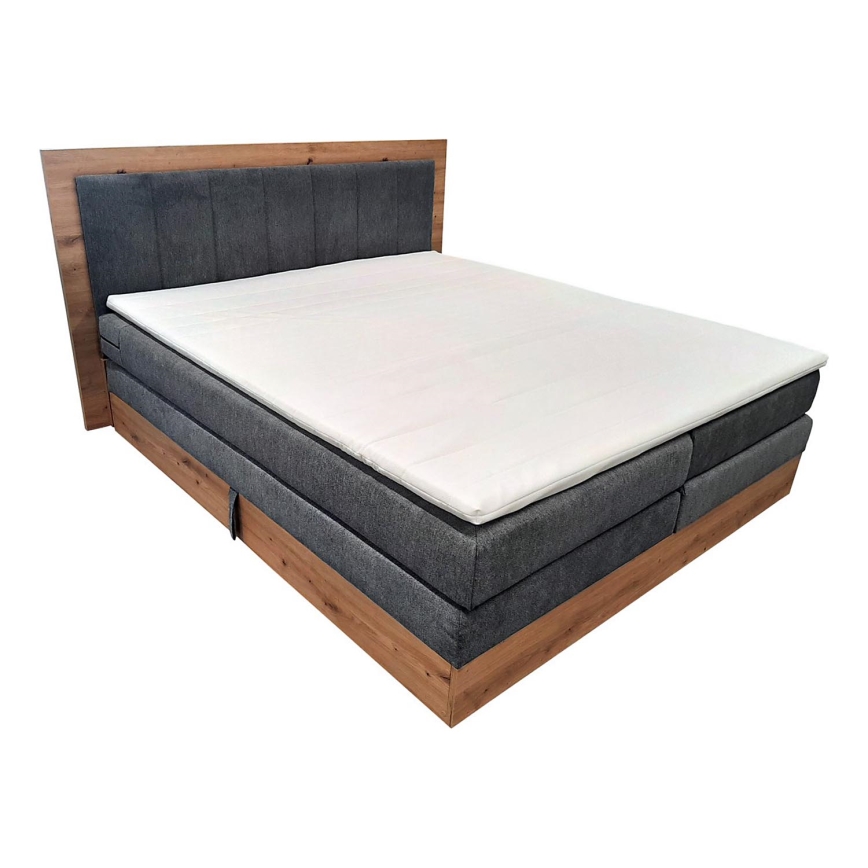 Boxspring krevet s madracima, topperom i prostorom za pohranu JASMINE 180x200 cm siva