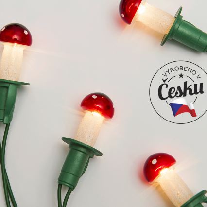 Božićne lampice TOADSTOOL 12xE10/10,7m crvena, Proizvedeno u Europi