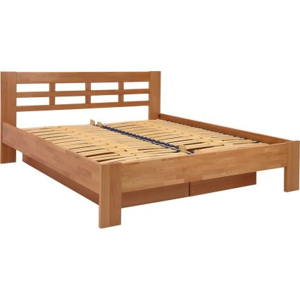 Bračni krevet od punog drva s prostorom za odlaganje ANGELA 180x200 cm šljiva