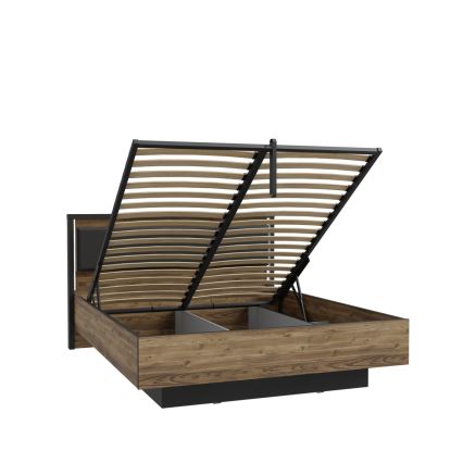 Bračni krevet s spremištem OREN 160x200 cm smeđa/crna