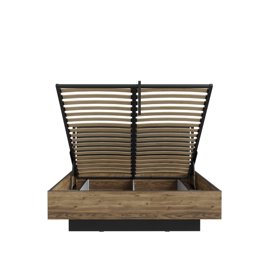 Bračni krevet s spremištem OREN 160x200 cm smeđa/crna