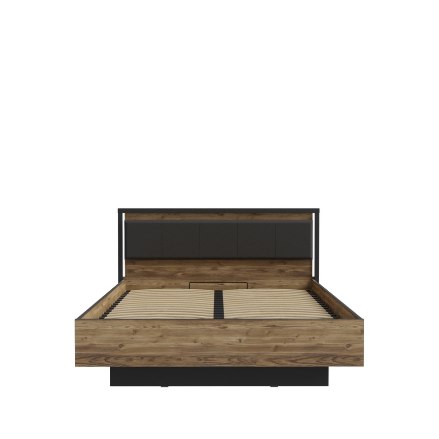 Bračni krevet s spremištem OREN 160x200 cm smeđa/crna