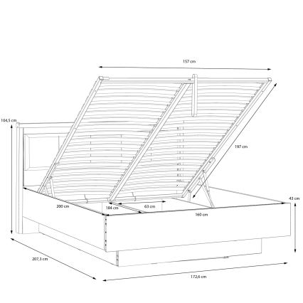 Bračni krevet s spremištem OREN 160x200 cm smeđa/crna