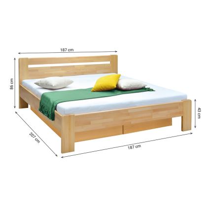 Bračno krevet sa letvicama i prostorom za pohranu od masivnog drveta AMARA 180x200 cm bukva