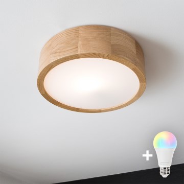 Brilagi - CARVALHO LED RGBW prigušivo stropno svjetlo 1xE27/9W/230V 2700-6500K Wi-Fi hrast prom. 27,5 cm