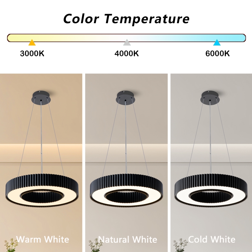 Brilagi - LED zatemnjiv luster na sajli LUMIX LED/48W/230V 3000-6000K crna Ø 50 cm + daljinski upravljač