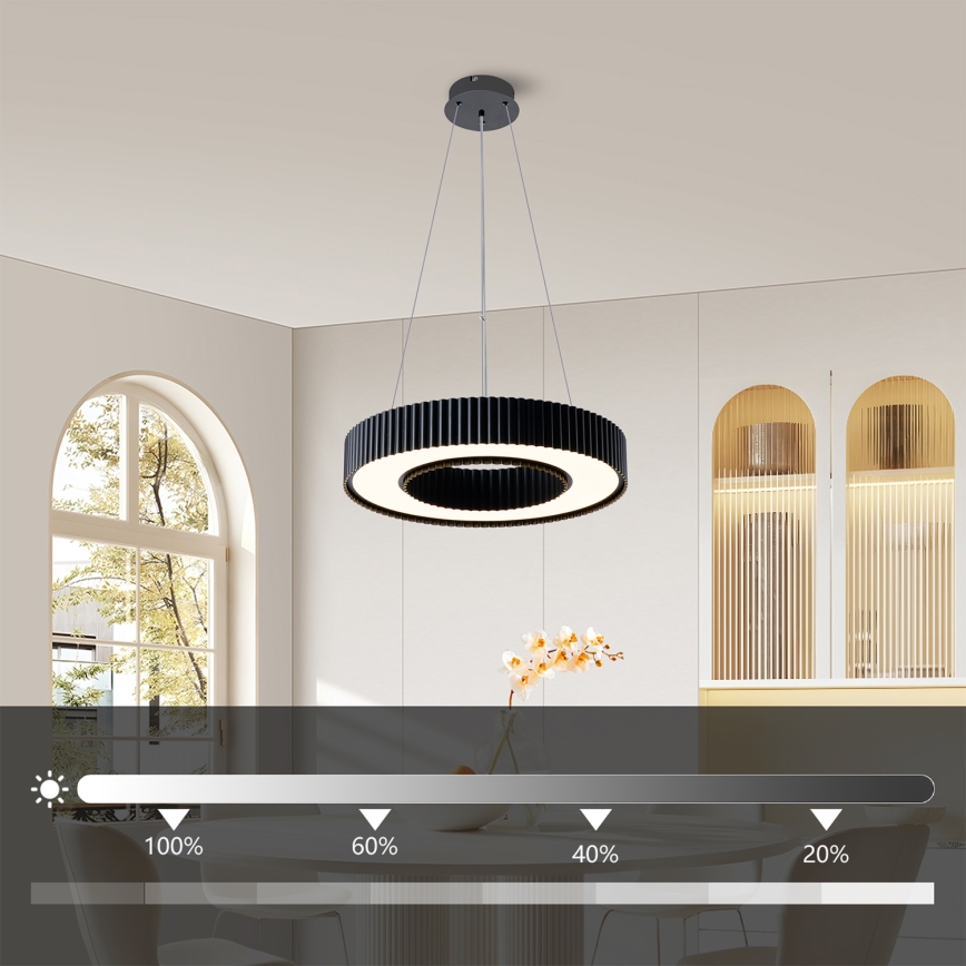Brilagi - LED zatemnjiv luster na sajli LUMIX LED/48W/230V 3000-6000K crna Ø 50 cm + daljinski upravljač