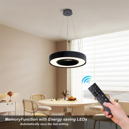 Brilagi - LED zatemnjiv luster na sajli LUMIX LED/48W/230V 3000-6000K crna Ø 50 cm + daljinski upravljač
