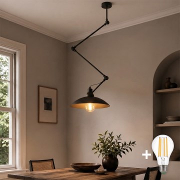 Brilagi - crni LED podesiv luster na šipci IRONBEAM 1xE27/60W/230V