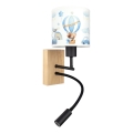 Brilagi - dječja LED fleksibilna zidna svjetiljka BOBO WOOD 1xE27/25W/230V + LED/3W hrast/crna/bijela/plava/medvjedići
