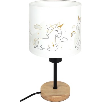 Brilagi - Dječja stolna lampa BOBO WOOD 1xE27/25W/230V hrast/crna/bijela/jednorogi