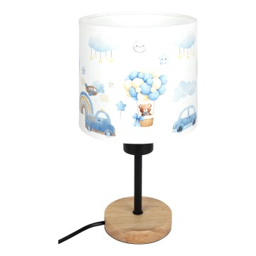 Brilagi - Dječja stolna lampa BOBO WOOD 1xE27/25W/230V hrast/crna/bijela/plava/medvjedići